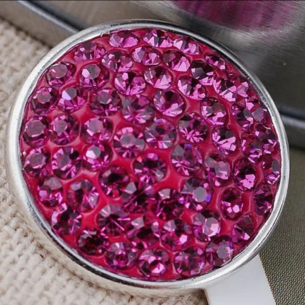 Dark Pink Rhinestones Snap Button
